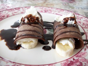 Chocolate banana crepes