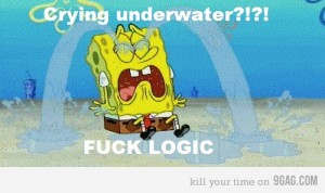 Spongebob crying underwater